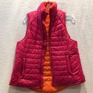 Hot pink & orange reversible puffer jacket